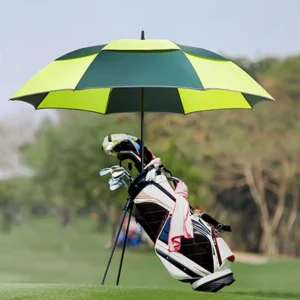 Windproof Waterproof Double-Layer Golf Umbrella with Reflective Silver Strap
