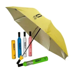 Wine Bottle 3 Fold Umbrella Dual Use Sun and Rain Parasol