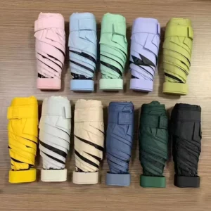 Women Compact Rain Paraguas 5 Fold Mini Pocket Umbrella Folding Promotional Gift Custom Print Capsule Umbrella