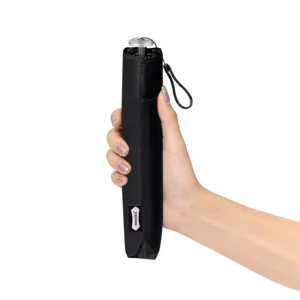 Women Daily Commute Ultra Light Flat Handle Full Carbon Fiber 190T Pongee Canopy with Black UV Coating Mini Folding Umbrella