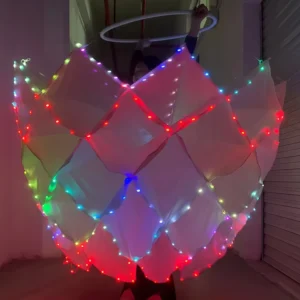 Women LED Illuminated Umbrella Flower Costume Rising and Blooming Interactive Prop Theme Park Parade Float Performance Costume