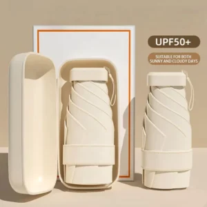 Women’s Manual Portable Mini 190T 6 Rib Five Folding Pongee Material Umbrella Custom Logo Gift Box Modern Sun Protection Travel