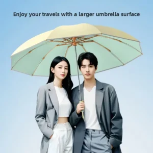 Women’s Sun and Rain Dual-Use Auto Reverse 3-Folding Umbrella UPF 50+ Color Coating Lightweight Alloy Frame