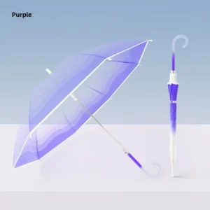 Women’s Transparent Auto Open Gradient Long-Handle Custom-Printed Travel Umbrella