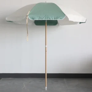 Wood-Grain Finish Aluminum Pole Classical Design Sun Shade Outdoor Parasol for Resort Beach