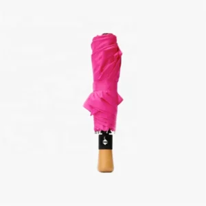 Wood Handle Fully Automatic Pongee Travel Umbrella