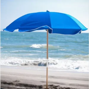 Wood Outdoor Beach Umbrella with Customizable Color & Size 8 Ribs for Sun Protection