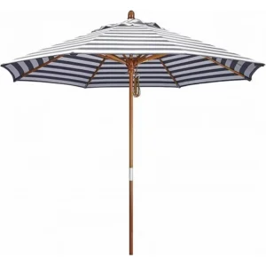 Wood Outdoor Patio Umbrella with Tilt 9ft Base for Hotel & Park Use