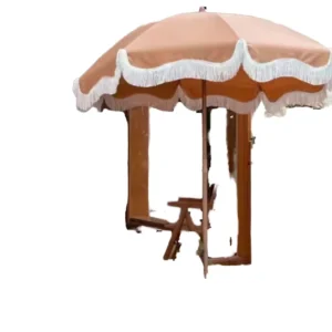 Wood Pole Waterproof Outdoor Umbrella with Custom Logo for Commercial Patio Use Hotel & Gym Applications