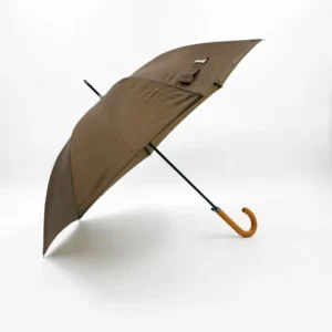 Wood Straight Umbrella Windproof UV Proof PFAS-Free BSCI Factory Custom Printed Rain Umbrella