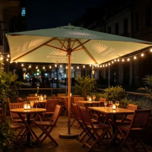 Wooden Center Pole Outdoor Umbrella Custom Color Foldable Waterproof Eco Friendly 2X2M Hotel Courtyard