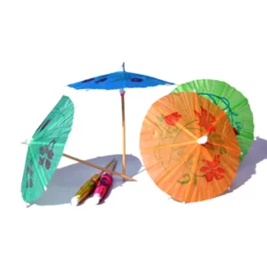 Wooden Disposable Cocktail Umbrella Picks with Decorative Parasol Design for Drinks and Snacks
