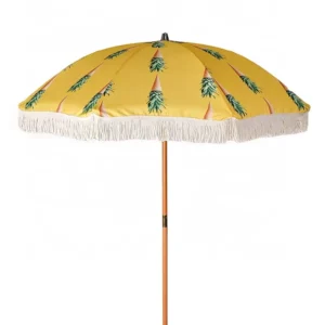 Wooden Fringe Beach Parasol with Tassels