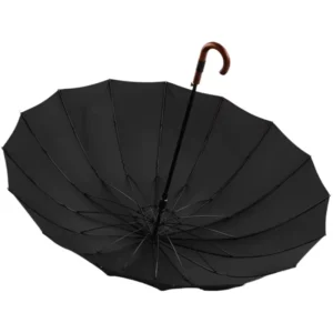 Wooden Handle Auto-Open 27-Inch Waterproof Windproof Single-Layer Fiberglass Golf Umbrella