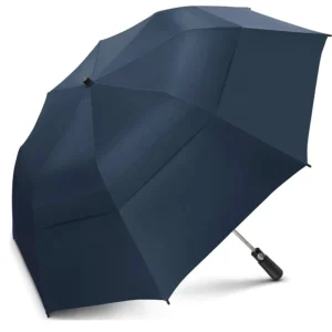 Wooden Handle Big Size Navy Promotion Advertising Fold Air Windproof Foldable Golf Auto Open 2 Folding Storm Vented Umbrella