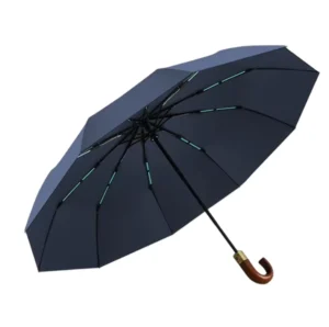 Wooden Handle Designer Auto Sunshade Customized Compact Rain Automatic Windproof 3-Fold Umbrella