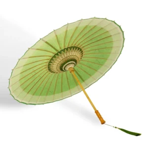 Wooden Handle Flower Oil Paper Parasol with Straight Bamboo Frame for Outdoor Weddings