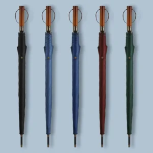 Wooden Handle Gold-Rimmed Pongee Sun-Protection 8-Rib Retro Straight-Shaft Single-Layer Men’s Business Golf Umbrella