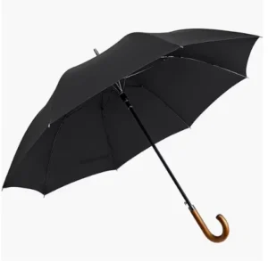 Wooden J Handle Large Semi-Auto Open Windproof Rain Umbrella