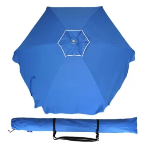 Wooden Lighted Beach Umbrella with Wood Pole and Wooden Logo