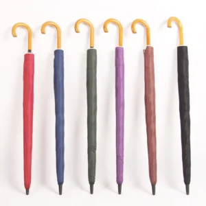 Wooden Pole Handle 8K Ribs Lace Decoration Automatic Open Men’s Straight Umbrella
