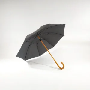 Wooden-Shaft Yellow Rain Straight Umbrella