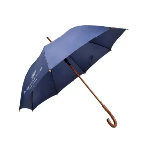 Wooden Stick Umbrella with J-Shape Handle and Fiberglass Frame