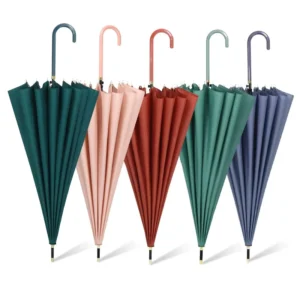 Wooden Straight Pole Vintage Business Umbrella with Logo Long Umbrella
