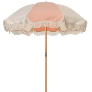 Wooden Tassel Beach Sun Umbrella with Fringe