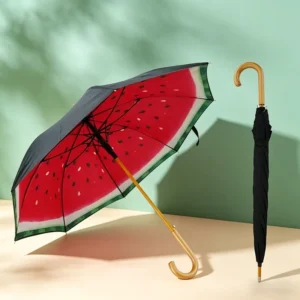 Wooden Umbrella 8 Ribs Straight Umbrella Men Modern Business Style Dual-Use Long Golf Rain Shield Semi-Automatic Travel