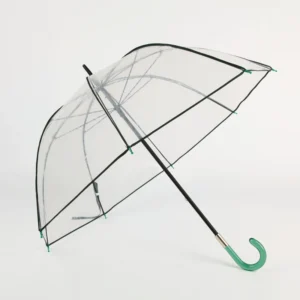 XRPU-1 J-Handle Transparent Straight Umbrella with Black Ribs, 95 cm Open Diameter, Manual