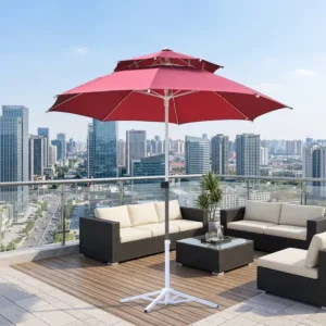 XWSD1.3-1.5 Dual Layer Beach Sun Umbrella Glass Fiber Ribs Wind Resistant Multicolor Outdoor Anti-UV Parasol