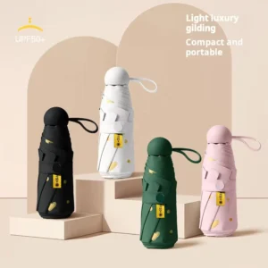YH H 6 Mini Luxury Hot Stamping Love Sun Umbrella Customized Compact & Portable Foldable Travel Umbrella with Sun Protection