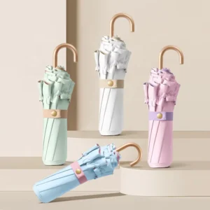 YH Solid Color Small Gold Hook Color Glue Little Princess Lace Sun Protection UV Lightweight Portable Umbrella