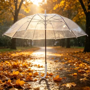 YS 1007 Factory Supply Clear POE Outdoor Auto Open Transparent Umbrella with Custom Logo Classic Promotional Gift Umbrella