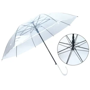 YS-1007 Factory Supply Logo Outdoor Auto-Open Transparent POE Straight Umbrella with Clear Prints