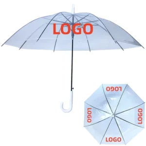 YS-1008 Factory Supply Auto Open Transparent POE Straight Umbrella with Logo