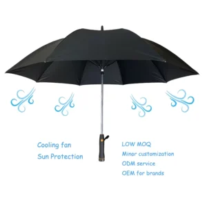 YS-1051 Factory Manufacturer Cooling Fan Umbrella Anti-UV Fabric Rain and Sun Dual Use
