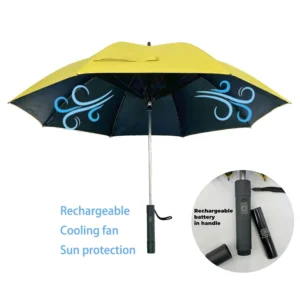 YS 1051R High end Multifunctional Umbrella Rechargeable Cooling Fan UV Protection Manual Open Custom Logo Umbrella With Fan