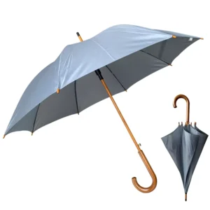 YS 1055 Custom Branded Auto Open Umbrella 190t 8k Wooden Curved Handle Classic Design for Rainy Days Straight Advertising
