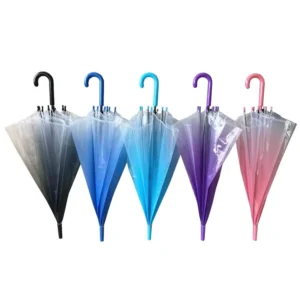 YS-1123 Factory Supply Semi-Automatic Gradient-Color Printed Transparent POE Straight Umbrella