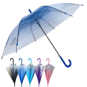YS-1123 POE Transparent Gradient Print Auto Open Straight Umbrella 8K Ribs