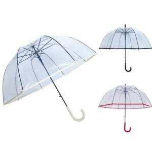 YS 1124 190T Iron Tube 8 Ribs Custom Printed Promotional Apollo Dome Umbrella Binding Auto Open Transparent Clear POE Umbrella