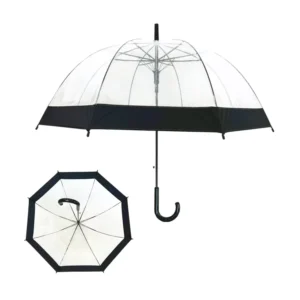 YS 1129 Auto Open Transparent Dome Shape POE Bubble Umbrella Factory Customized Print Clear POE Mushroom Rainy Day Fun Companion
