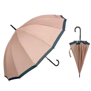 YS-1147 BSCI Sedex Factory Supply 16K Straight Umbrella, Long J-Handle, Fiberglass Ribs, Windproof