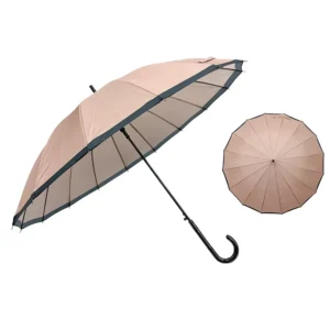 YS-1147 Semi-Automatic Straight Umbrella 16K Long J-Handle Fiberglass Ribs Windproof Outdoor Rain