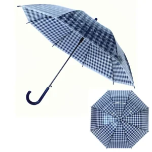 YS-1160 Commuting Umbrella Auto Open J Handle Transparent POE Plaid Print Semi-Automatic