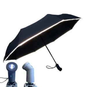 YS 3024 Factory Supply Folded Umbrella LED Flashlight Handle With Reflective Binding Safety Auto Open & Close 3 Folding Umbrella