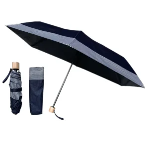 YS 3056 Portable Mini Japanese Style Fold Umbrella Ultralight Rain or Shine Wood Handle Customized Prints 3 Folding Umbrella