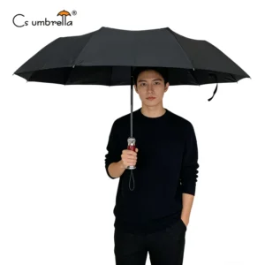 YS 3074 High Quality Classic 3 Fold Auto Open Close 10 Rib Umbrella Plastic Wood Handle Custom Logo Print Business